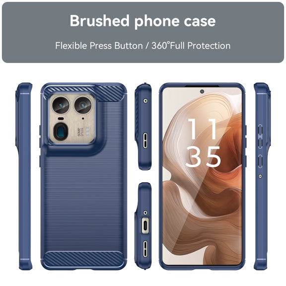 For Motorola Edge 50 Ultra Carbon Fiber Brushed Texture TPU Phone Case(Blue)