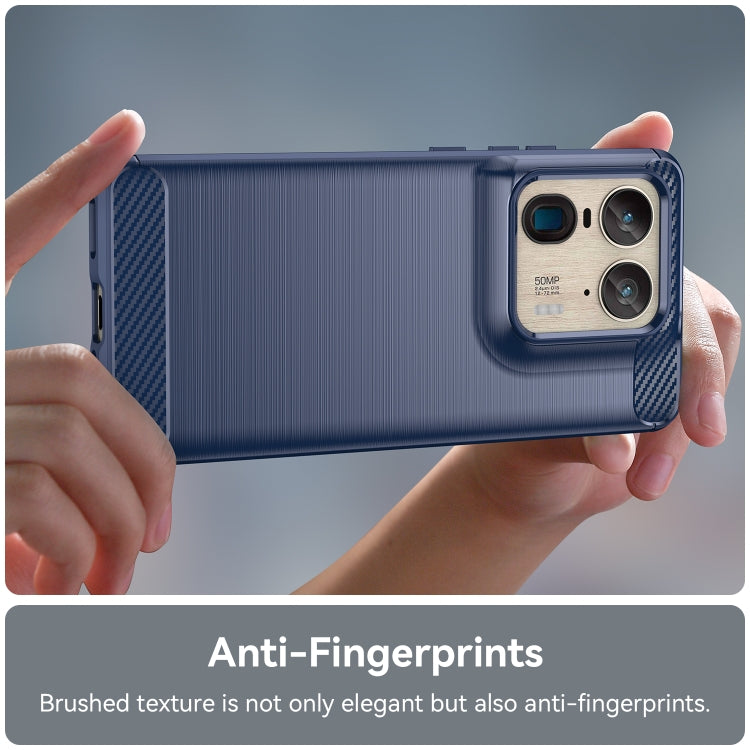 For Motorola Edge 50 Ultra Carbon Fiber Brushed Texture TPU Phone Case(Blue)