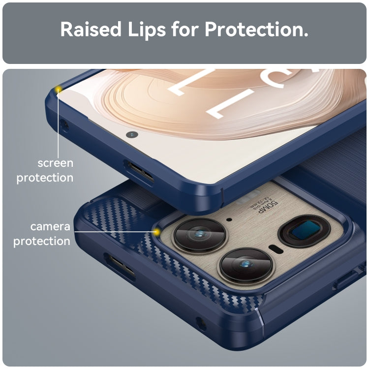 For Motorola Edge 50 Ultra Carbon Fiber Brushed Texture TPU Phone Case(Blue)