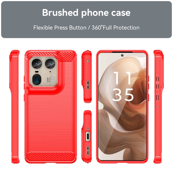 For Motorola Edge 50 Ultra Carbon Fiber Brushed Texture TPU Phone Case(Red)