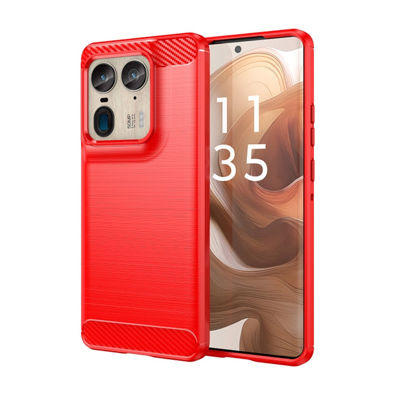 For Motorola Moto X50 Ultra Carbon Fiber Brushed Texture TPU Phone Case(Red)