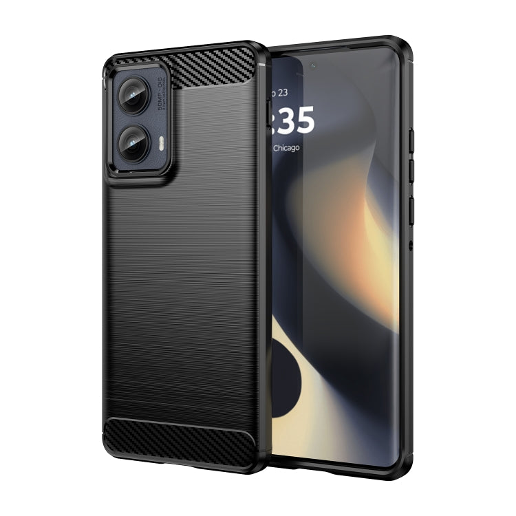 For Motorola Edge 2024 Carbon Fiber Brushed Texture TPU Phone Case(Black) - Motorola Cases by PMC Jewellery | Online Shopping South Africa | PMC Jewellery | Buy Now Pay Later Mobicred