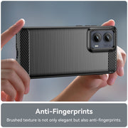 For Motorola Edge 2024 Carbon Fiber Brushed Texture TPU Phone Case(Black)