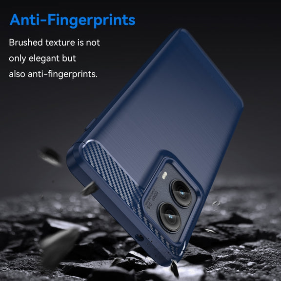 For Motorola Edge 2024 Brushed Texture Carbon Fiber TPU Phone Case(Blue)