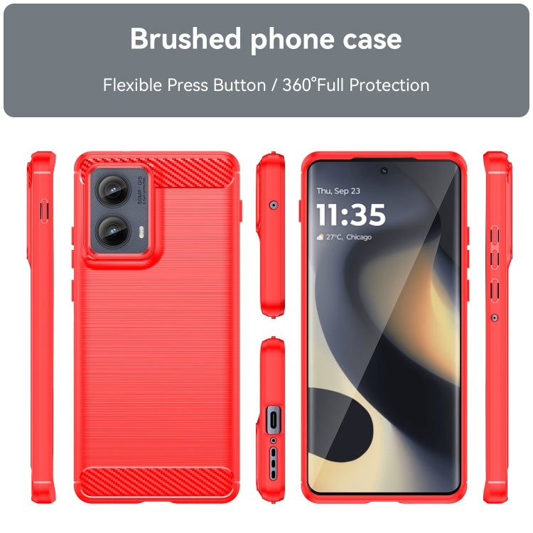 For Motorola Edge 2024 Carbon Fiber Brushed Texture TPU Phone Case(Red) - free shipping - PMC Jewellery - Order now!