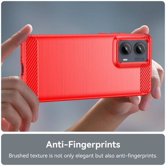 For Motorola Edge 2024 Carbon Fiber Brushed Texture TPU Phone Case(Red)