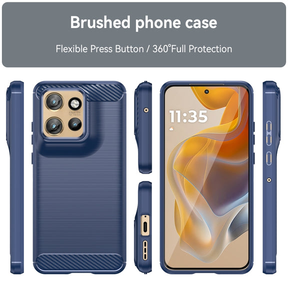 For Motorola Edge 50 Neo Carbon Fiber Brushed Texture TPU Phone Case(Blue)