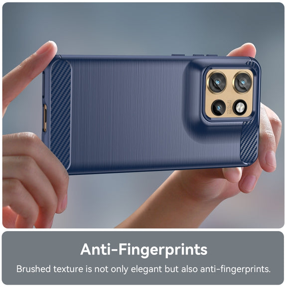 For Motorola Edge 50 Neo Carbon Fiber Brushed Texture TPU Phone Case(Blue)