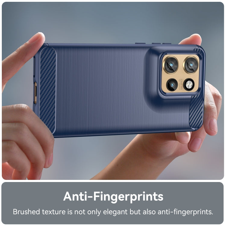 For Motorola Edge 50 Neo Carbon Fiber Brushed Texture TPU Phone Case(Blue)