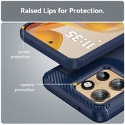 For Motorola Edge 50 Neo Carbon Fiber Brushed Texture TPU Phone Case(Blue)