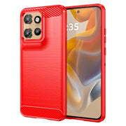 For Motorola Edge 50 Neo Carbon Fiber Brushed Texture TPU Phone Case(Red)
