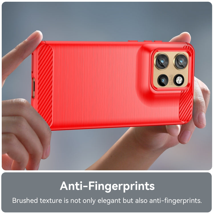 For Motorola Edge 50 Neo Carbon Fiber Brushed Texture TPU Phone Case(Red)