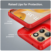 For Motorola Edge 50 Neo Carbon Fiber Brushed Texture TPU Phone Case(Red)