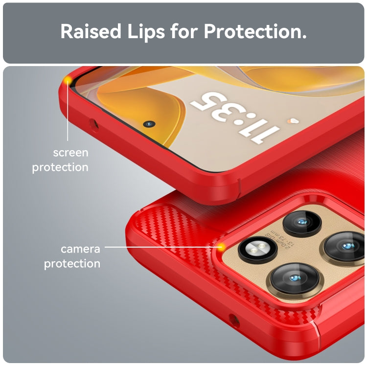 For Motorola Edge 50 Neo Carbon Fiber Brushed Texture TPU Phone Case(Red)