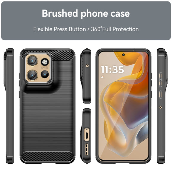 For Motorola Moto S50 Carbon Fiber Brushed Texture TPU Phone Case(Black)