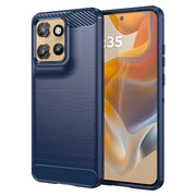 For Motorola Moto S50 Carbon Fiber Brushed Texture TPU Phone Case(Blue)