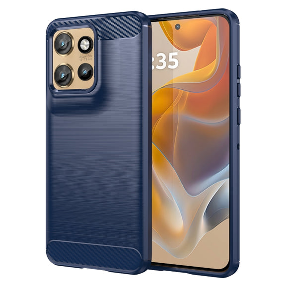 For Motorola Moto S50 Carbon Fiber Brushed Texture TPU Phone Case(Blue)