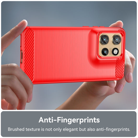 For Motorola Moto S50 Carbon Fiber Brushed Texture TPU Phone Case(Red)