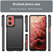 For Motorola Moto G35 5G Carbon Fiber Brushed Texture TPU Phone Case(Black)