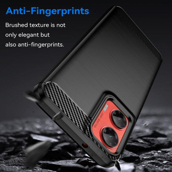 For Motorola Moto G35 5G Carbon Fiber Brushed Texture TPU Phone Case(Black)