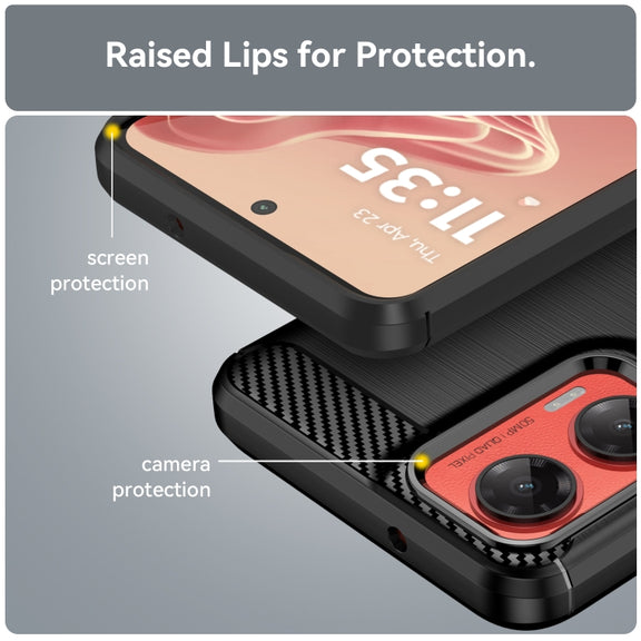For Motorola Moto G35 5G Carbon Fiber Brushed Texture TPU Phone Case(Black)