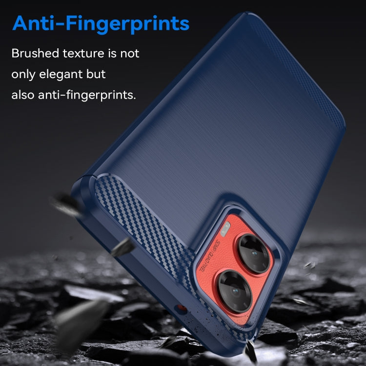 For Motorola Moto G35 5G Carbon Fiber Brushed Texture TPU Phone Case(Blue)