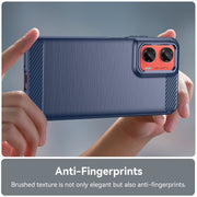 For Motorola Moto G35 5G Carbon Fiber Brushed Texture TPU Phone Case(Blue)