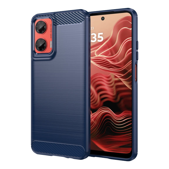 For Motorola Moto G35 5G Carbon Fiber Brushed Texture TPU Phone Case(Blue)