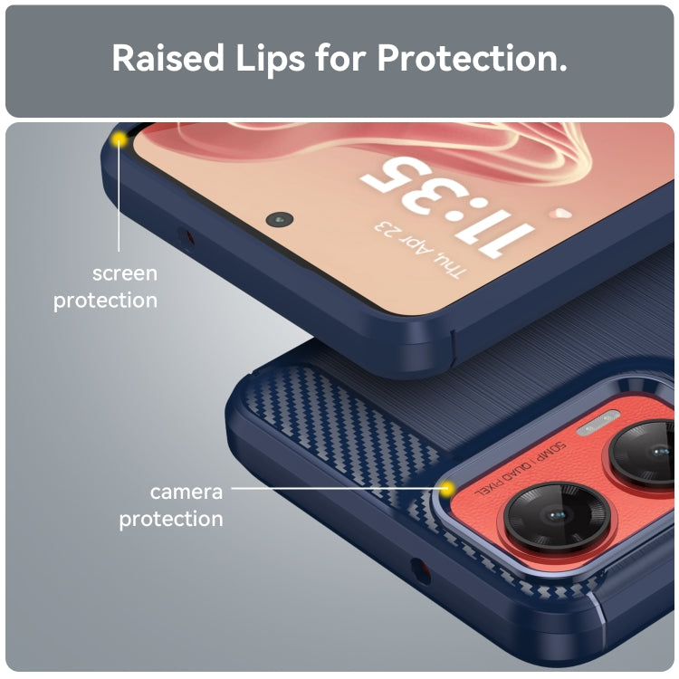 For Motorola Moto G35 5G Carbon Fiber Brushed Texture TPU Phone Case(Blue)