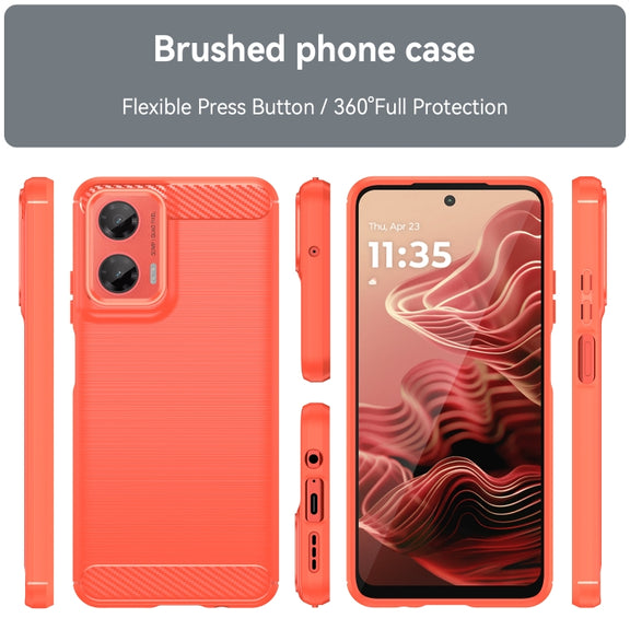 For Motorola Moto G35 5G Carbon Fiber Brushed Texture TPU Phone Case(Red)