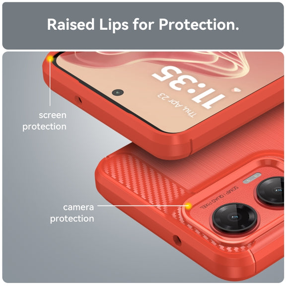 For Motorola Moto G35 5G Carbon Fiber Brushed Texture TPU Phone Case(Red)