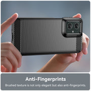 For Motorola Moto G55 5G Carbon Fiber Brushed Texture TPU Phone Case(Black)