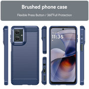 For Motorola Moto G55 5G Carbon Fiber Brushed Texture TPU Phone Case(Blue)