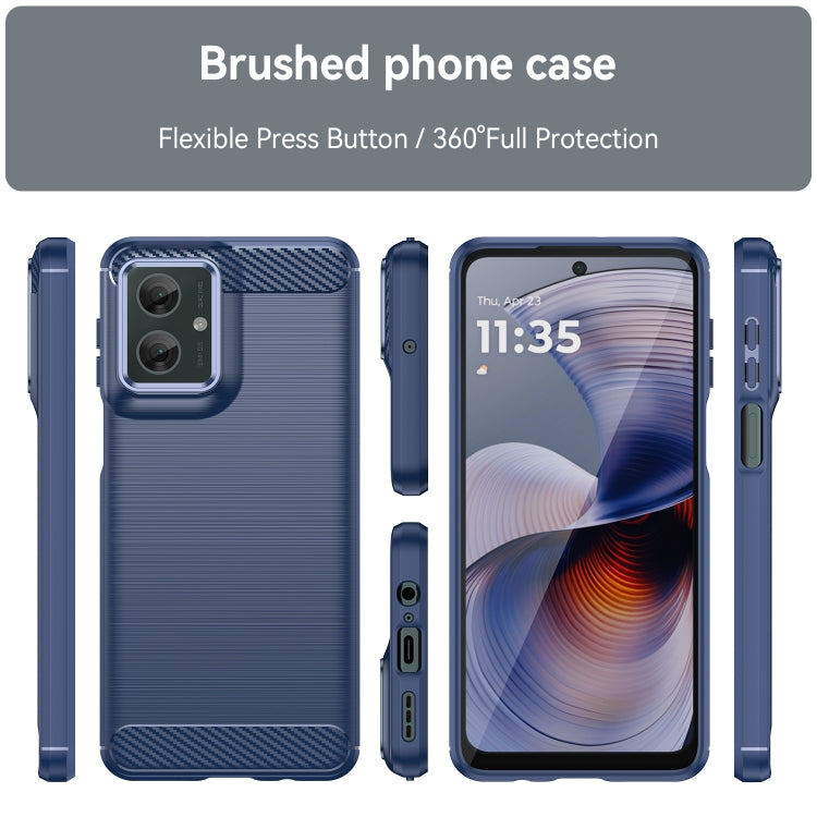 For Motorola Moto G55 5G Carbon Fiber Brushed Texture TPU Phone Case(Blue)