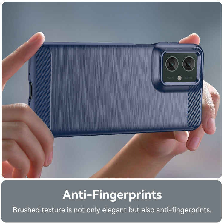 For Motorola Moto G55 5G Carbon Fiber Brushed Texture TPU Phone Case(Blue)