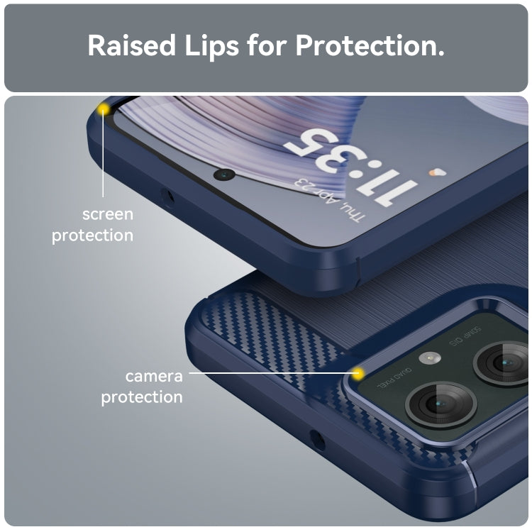 For Motorola Moto G55 5G Carbon Fiber Brushed Texture TPU Phone Case(Blue)