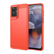 For Motorola Moto G55 5G Carbon Fiber Brushed Texture TPU Phone Case(Red)