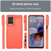 For Motorola Moto G55 5G Carbon Fiber Brushed Texture TPU Phone Case(Red)