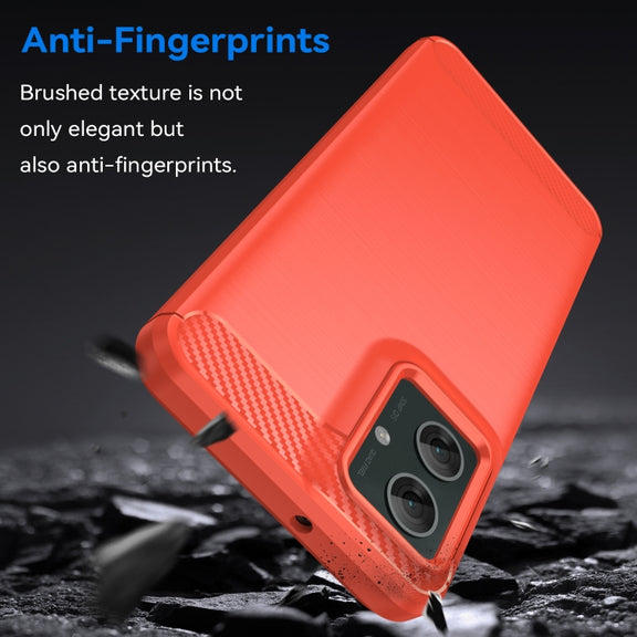 For Motorola Moto G55 5G Carbon Fiber Brushed Texture TPU Phone Case(Red)
