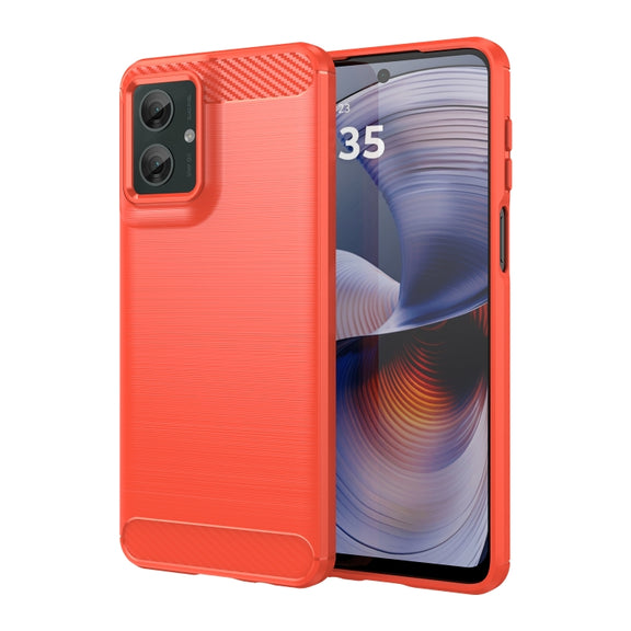 For Motorola Moto G55 5G Carbon Fiber Brushed Texture TPU Phone Case(Red)