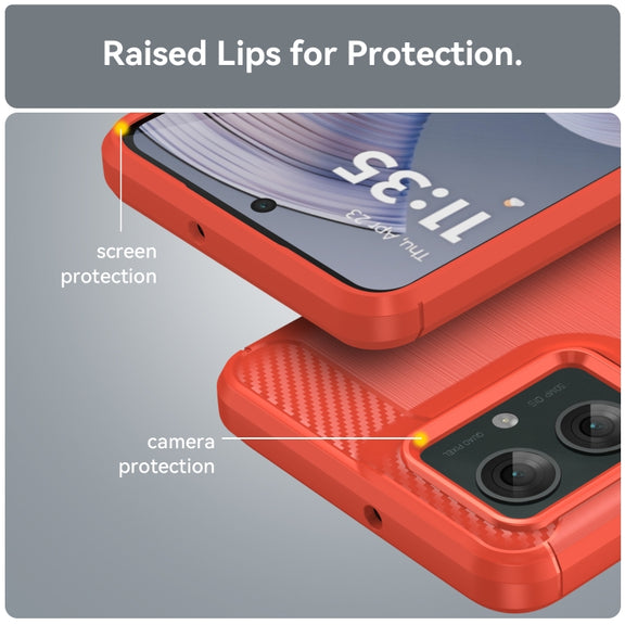 For Motorola Moto G55 5G Carbon Fiber Brushed Texture TPU Phone Case(Red)
