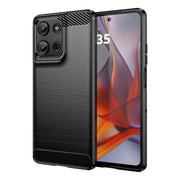 For Motorola Moto G75 5G Carbon Fiber Brushed Texture TPU Phone Case(Black)