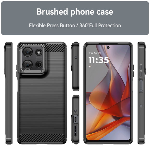 For Motorola Moto G75 5G Carbon Fiber Brushed Texture TPU Phone Case(Black)