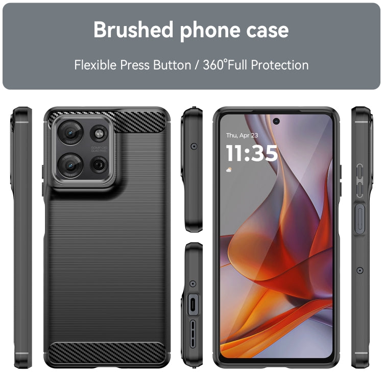 For Motorola Moto G75 5G Carbon Fiber Brushed Texture TPU Phone Case(Black)