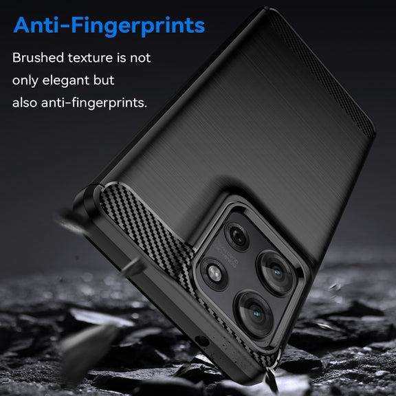 For Motorola Moto G75 5G Carbon Fiber Brushed Texture TPU Phone Case(Black)