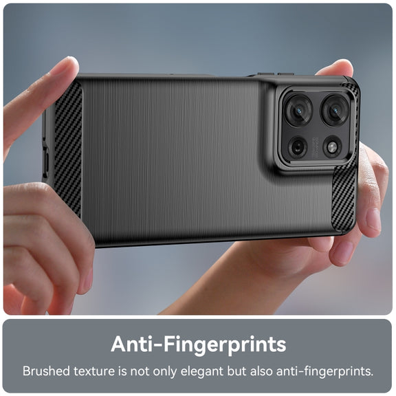 For Motorola Moto G75 5G Carbon Fiber Brushed Texture TPU Phone Case(Black)