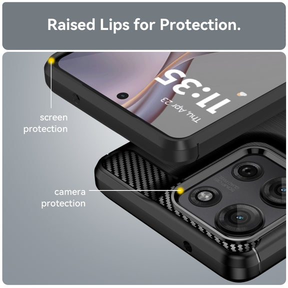 For Motorola Moto G75 5G Carbon Fiber Brushed Texture TPU Phone Case(Black)