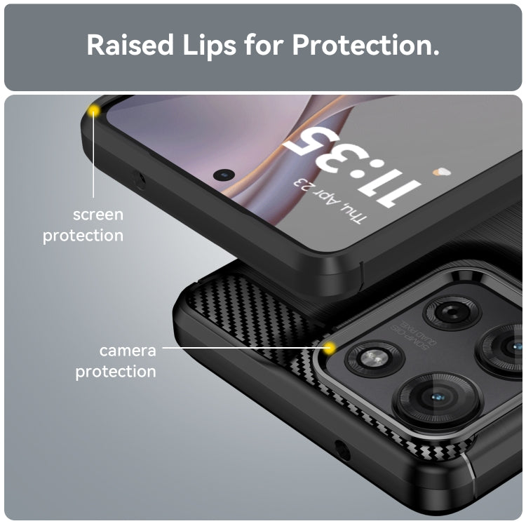 For Motorola Moto G75 5G Carbon Fiber Brushed Texture TPU Phone Case(Black)