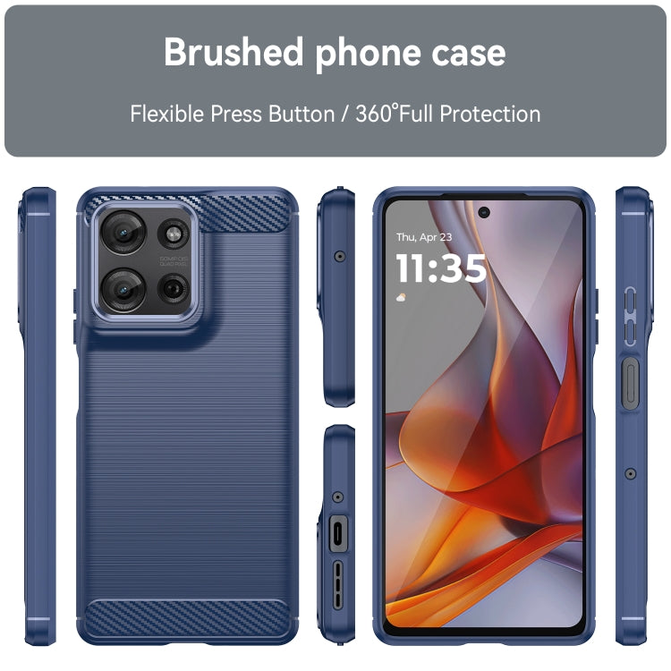 For Motorola Moto G75 5G Carbon Fiber Brushed Texture TPU Phone Case(Blue)