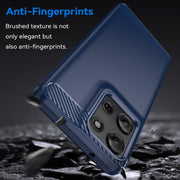For Motorola Moto G75 5G Carbon Fiber Brushed Texture TPU Phone Case(Blue)